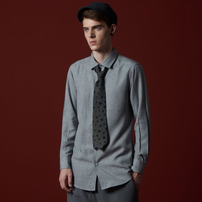 Stone'As Gary Shirt (LONG) / 加長 長版 灰 襯衫 (淺) - 男襯衫/休閒襯衫 - 棉．麻 灰色