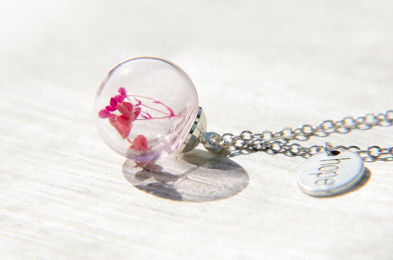 Valentine's Day Gift / Forest Girl / French Transparent Glass Ball Hope Necklace-Pink Forest - Necklaces - Glass Pink