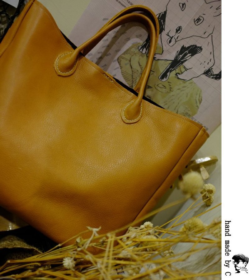 Totally Handmade [warm. ] Carrying strap Handmade Party Bag - Handbags & Totes - Genuine Leather Brown