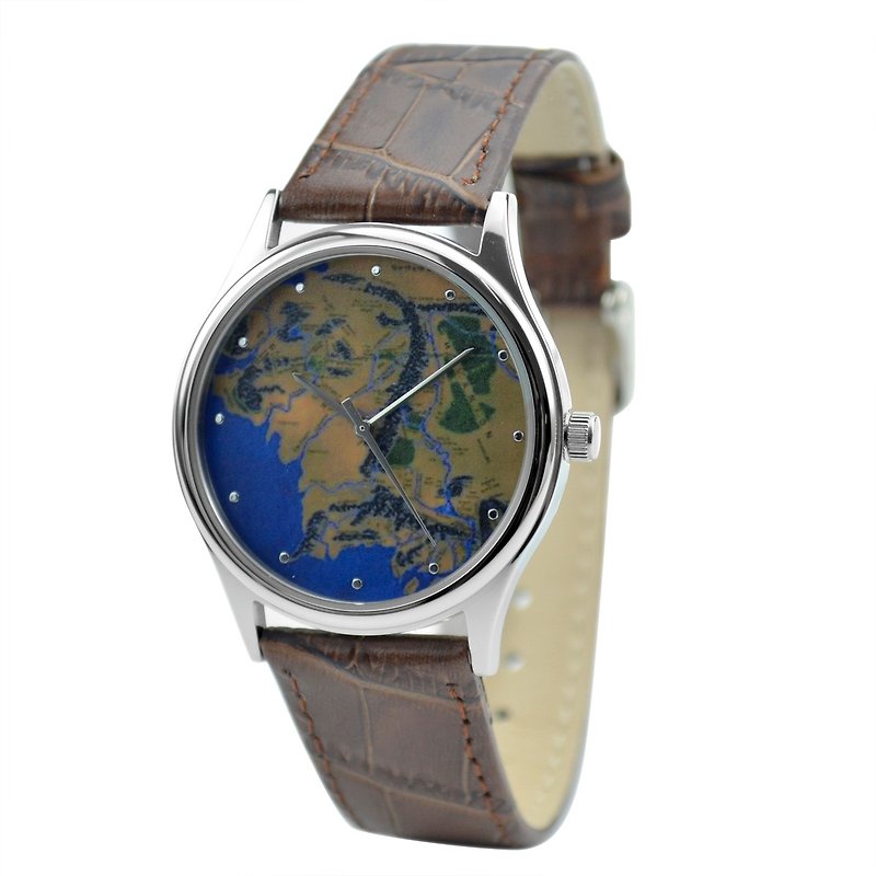 Middle Earth map watch - นาฬิกาผู้หญิง - โลหะ สีน้ำเงิน