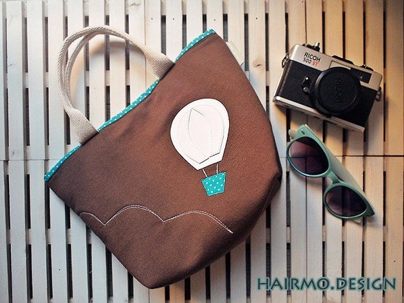 hairmo. Hot-air balloon out zipper bag - Coffee - Handbags & Totes - Other Materials Brown