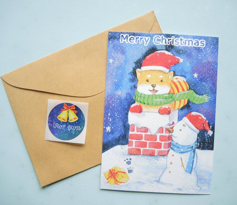 Christmas card-Shiba Inu - การ์ด/โปสการ์ด - กระดาษ 