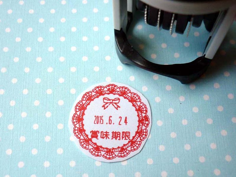 Water-based ink stamp Lace date stamp Shelf life stamp Appreciation deadline stamp Manufacturing date stamp Name stamp - Stamps & Stamp Pads - Plastic Red