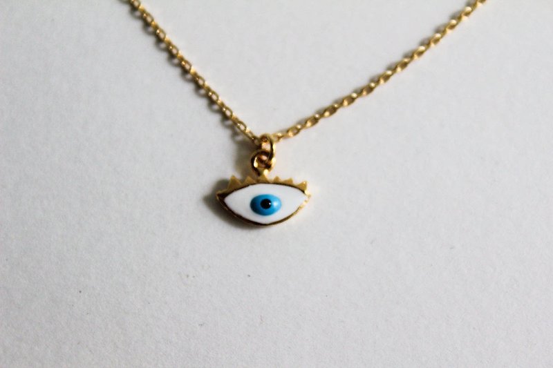 藍眼睛黃銅項鍊 - 項鍊 - 其他材質 藍色