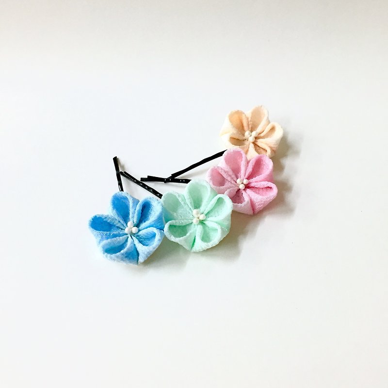 [If] Macaron zu ma Sang Mi-days-style fine cloth flowers and wind small hairpin / Hair Accessories / kimono hair accessories / flower clip - เครื่องประดับผม - วัสดุอื่นๆ สึชมพู