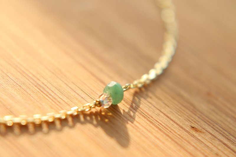 < ☞ HAND IN HAND ☜ > Emerald - 克丽奥佩托 surface gold-plated sterling silver bracelet (0644) - Bracelets - Gemstone Green