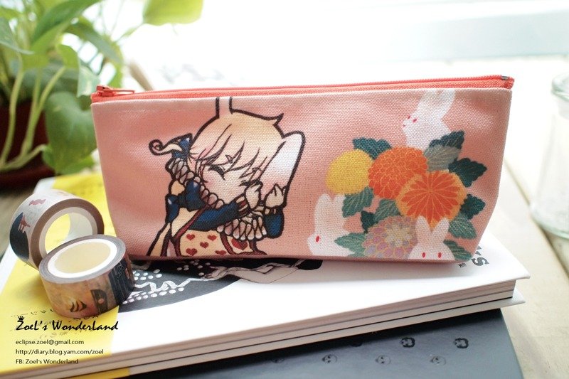 Rocker canvas pencil ▌ ▌ comb rabbits original illustrations of Alice in Wonderland ▌ZoeL - กล่องดินสอ/ถุงดินสอ - วัสดุอื่นๆ สีส้ม