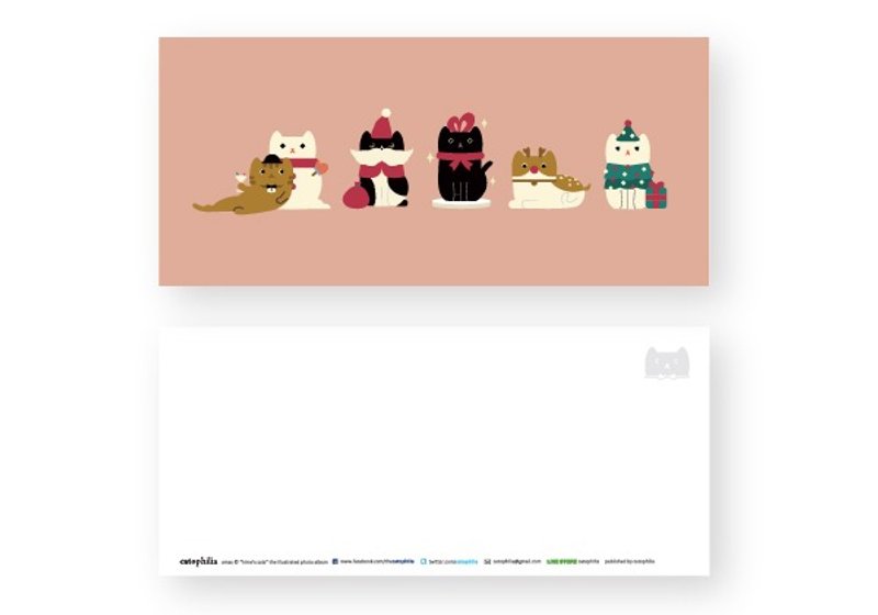 hime's cats 我的貓明信片聖誕貓們 - 卡片/明信片 - 紙 紅色