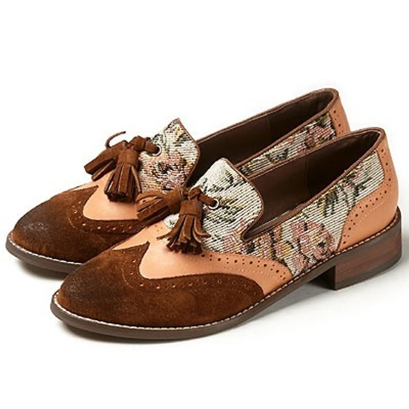 e'cho. Tap stroll stitching tassel loafers ║Ec18 elegant pink flower - Women's Casual Shoes - Genuine Leather Multicolor