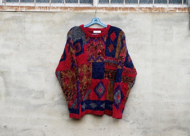 彩色幾何毛衣-脫臼古著- - ニット・セーター - その他の素材 多色