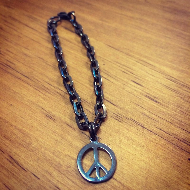 Exclusive orders - RABBIT LULU- peace sign bracelet / bracelet - สร้อยข้อมือ - โลหะ สีดำ