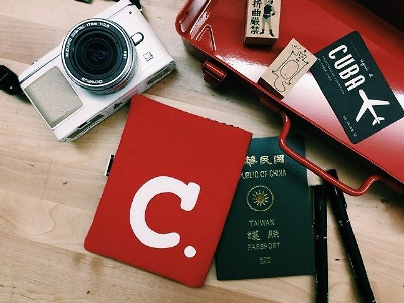 hairmo. Exclusive alphabet Passport Holder / card holder / documents folder - Red - ที่เก็บพาสปอร์ต - วัสดุอื่นๆ สีแดง