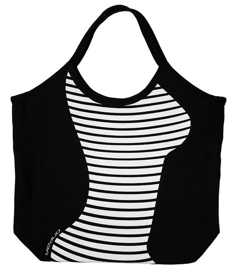 Pick your cup slim curve bag (black/white stripes) - Messenger Bags & Sling Bags - Cotton & Hemp Black