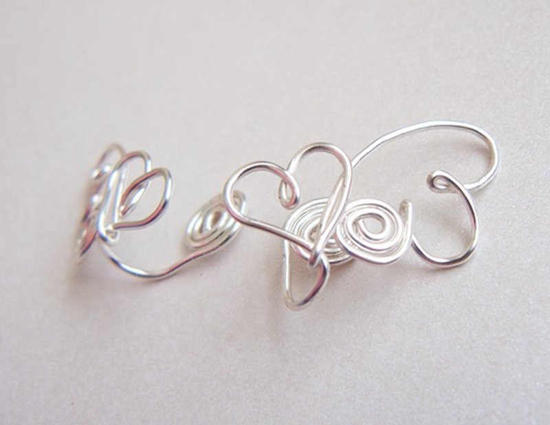 Metal-Handmade Heart&Wings Clip-On-Bright Silver (Handmade. Lucky Charm. Gifts. Jewelry. Imported from the United States. Clip-On. Gift Boxes. Metal Wire) - Earrings & Clip-ons - Other Metals Gray