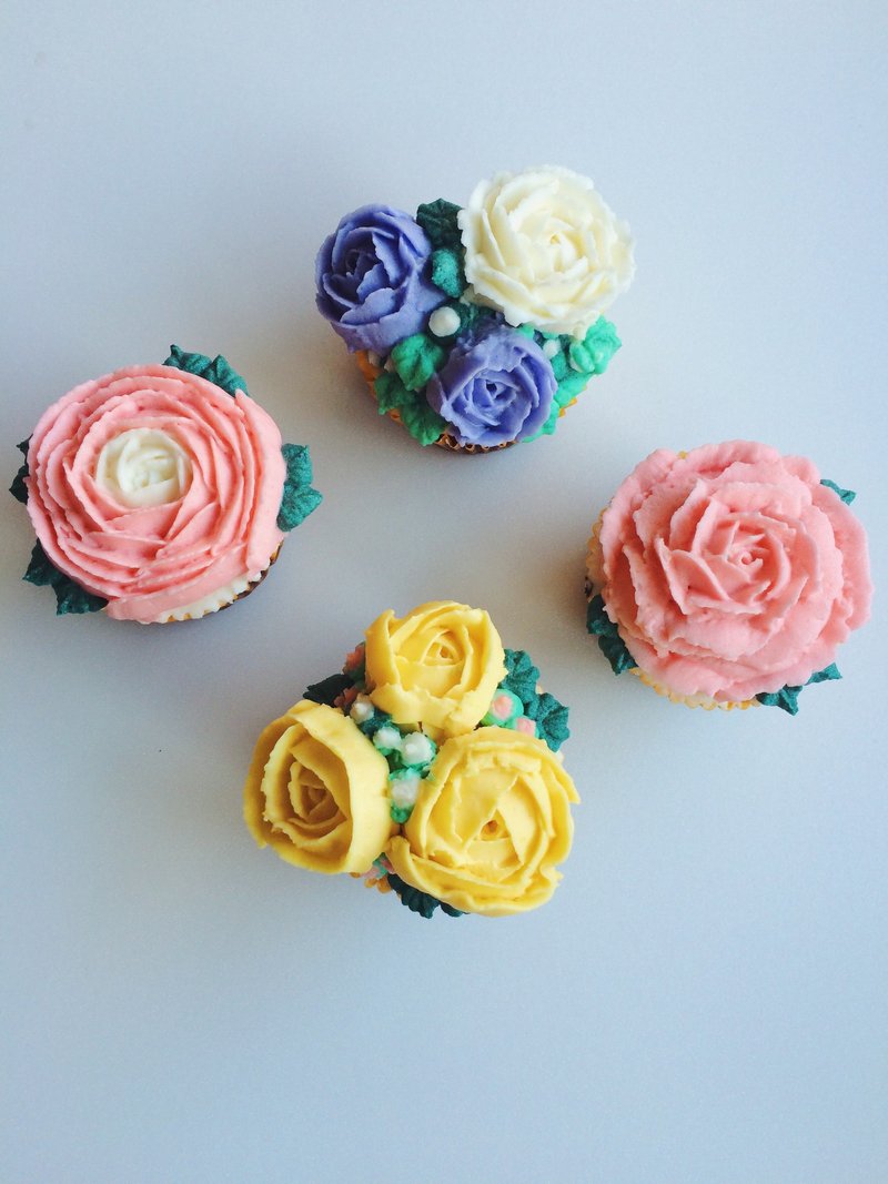 [Warm sun] British floral cupcakes combination _ Midsummer Night Meng - เค้กและของหวาน - อาหารสด 