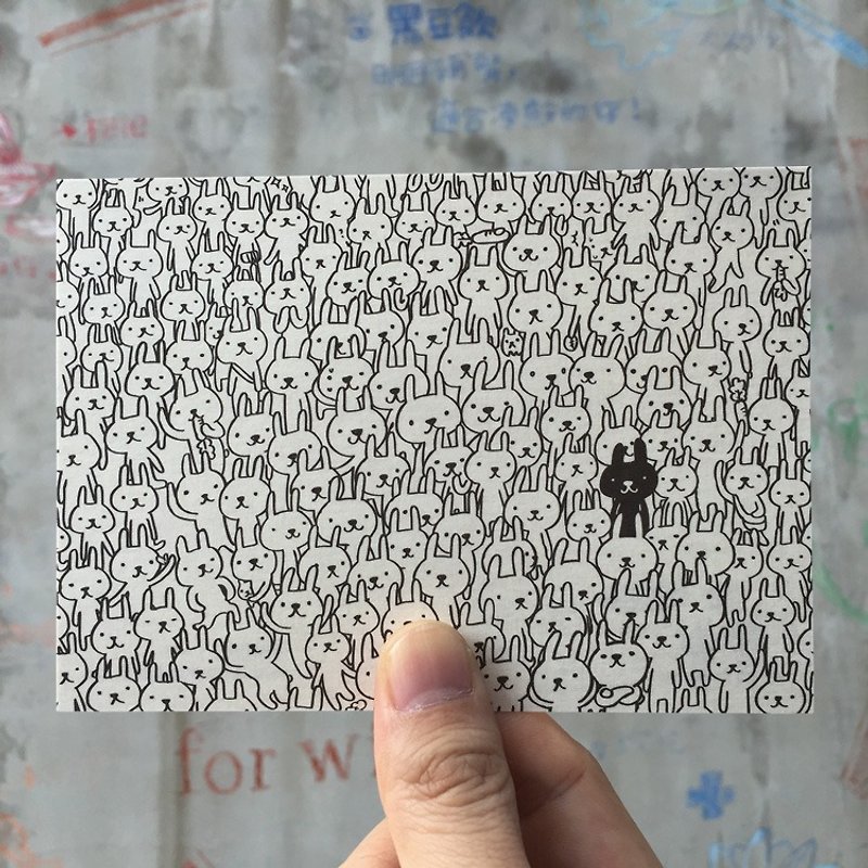 紙 卡片/明信片 白色 - 設計明信片｜黑白兔