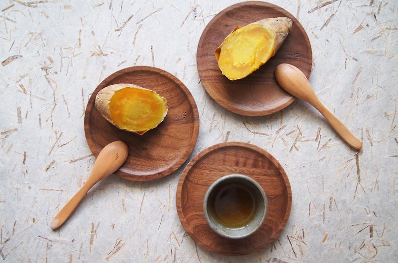 Wood Small Plates & Saucers - Fengyuan staff person - Walnut wear with tenon wooden plate (single)