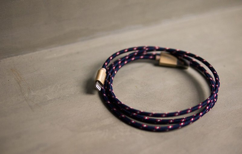 Alto Braided Lightning Charging Transmission Line-Navy/Champagne Gold - Chargers & Cables - Cotton & Hemp Blue