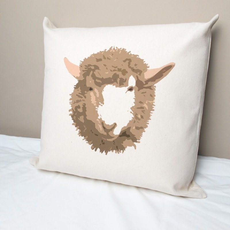[Customized Gift] Little Sheep-Pure Cotton Canvas Square Pillow - Pillows & Cushions - Cotton & Hemp 