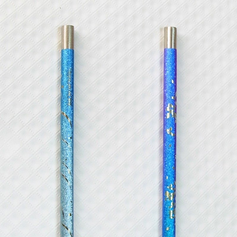 [Made in Japan Horie] Titanium Love Earth-Pure Titanium ECO Environmental Straw 2pcs-Noble Purple + Deep Sea Blue - หลอดดูดน้ำ - โลหะ หลากหลายสี