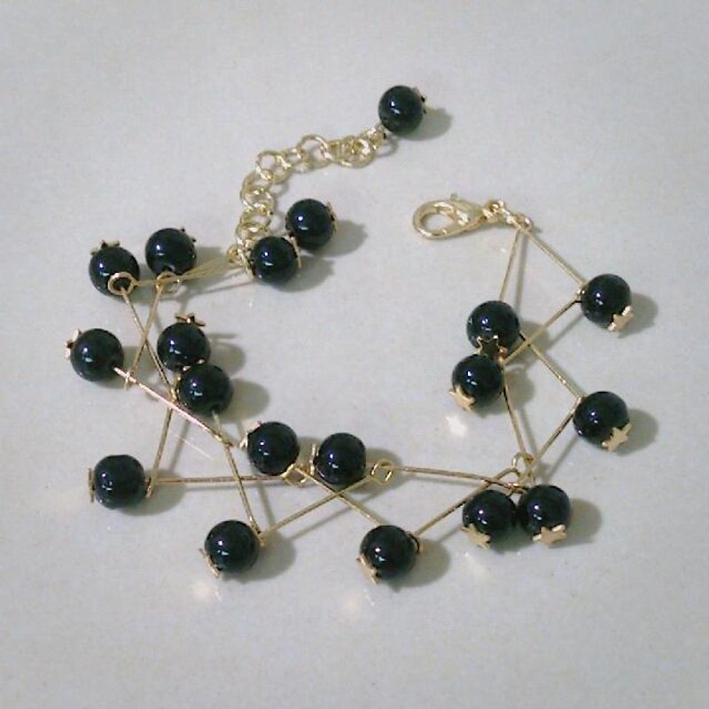 Pearl Mermaid Tears series - big black pearl bracelet (two) - สร้อยข้อมือ - วัสดุอื่นๆ สีดำ