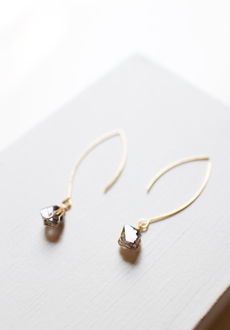 [原礦系]LAGINA赫基蒙鑽石法式耳環-限量手工. 情人節禮物. 生日禮物. 天然石 - 耳環/耳夾/耳骨夾 - 寶石 金色