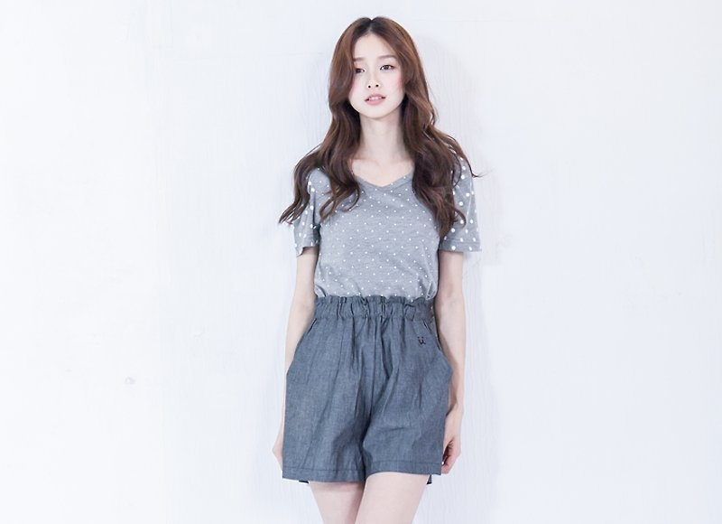 ░░SUMI PLUS + hand-made series. Shuiyu little princess sleeve gray shirt ░░3SF011_ - Women's T-Shirts - Cotton & Hemp Gray