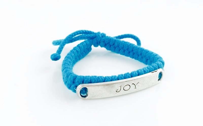 「藍色編繩 x JOY銀牌」 - 手鍊/手環 - 棉．麻 藍色