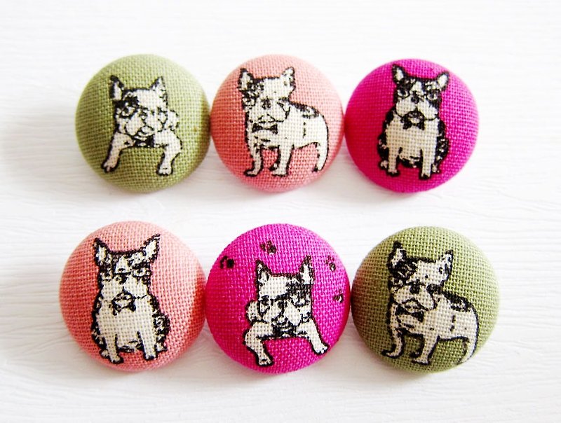 布釦 鈕釦 針織 縫紉 手作材料 波士頓梗犬 DIY材料 - 編織/刺繡/羊毛氈/縫紉 - 棉．麻 多色