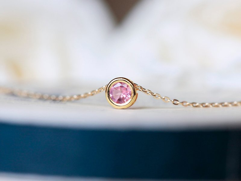 Necklace donata [pink tourmaline] - สร้อยคอ - เครื่องเพชรพลอย สึชมพู