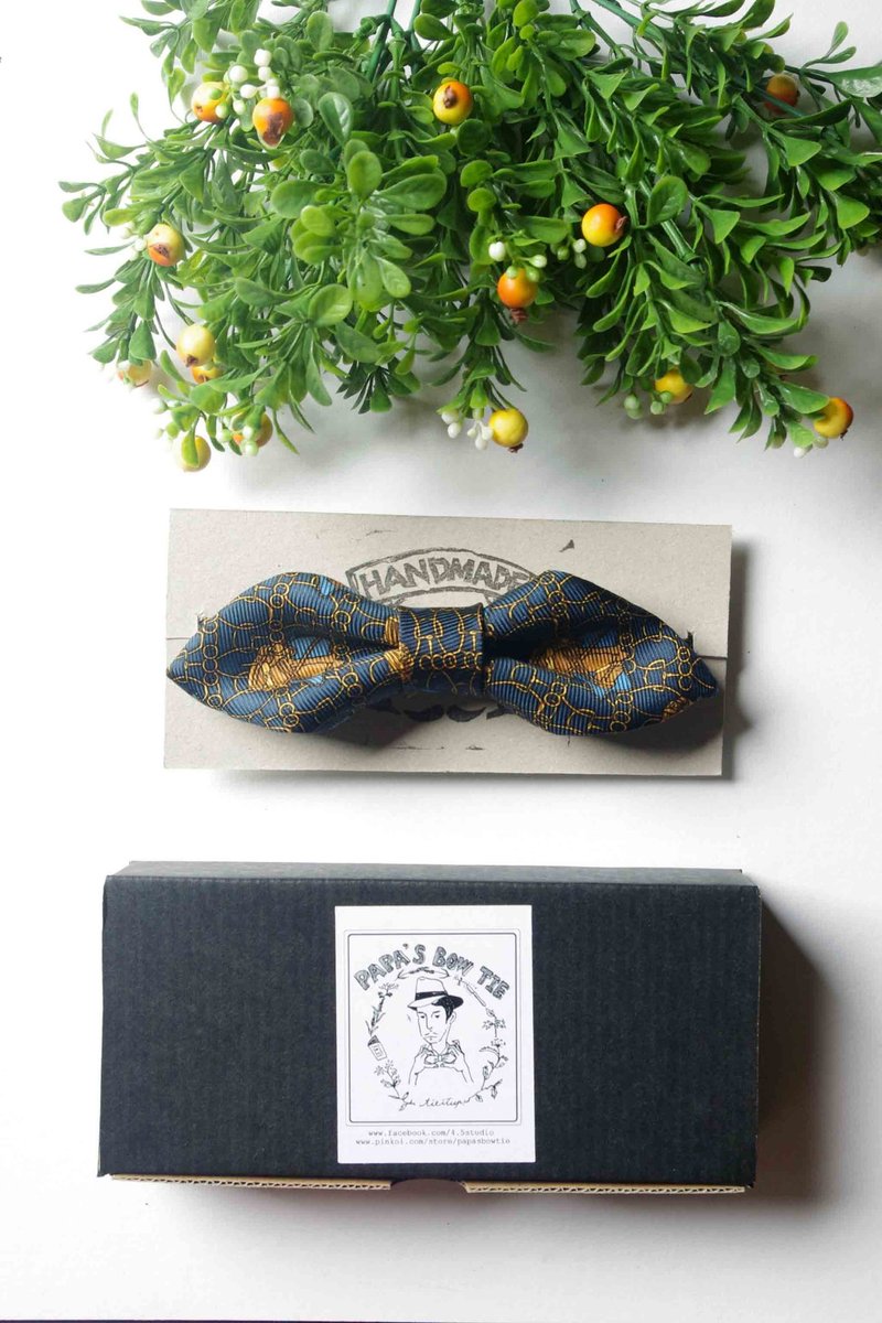 Papa's Bow Tie- restructuring antique handmade cloth flowers tie tie - Helsinki gentleman Helsinkl gentlemen-wide - Ties & Tie Clips - Other Materials Blue