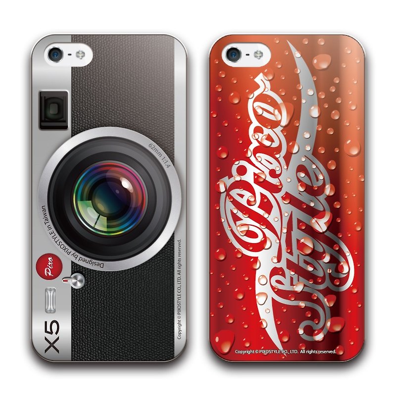 Double your money back! PIXOSTYLE iPhone 5 / 5S protective shell original design classic camera + refreshing cola, two 990! Lightning USB link cable retransmission - Phone Cases - Plastic Multicolor