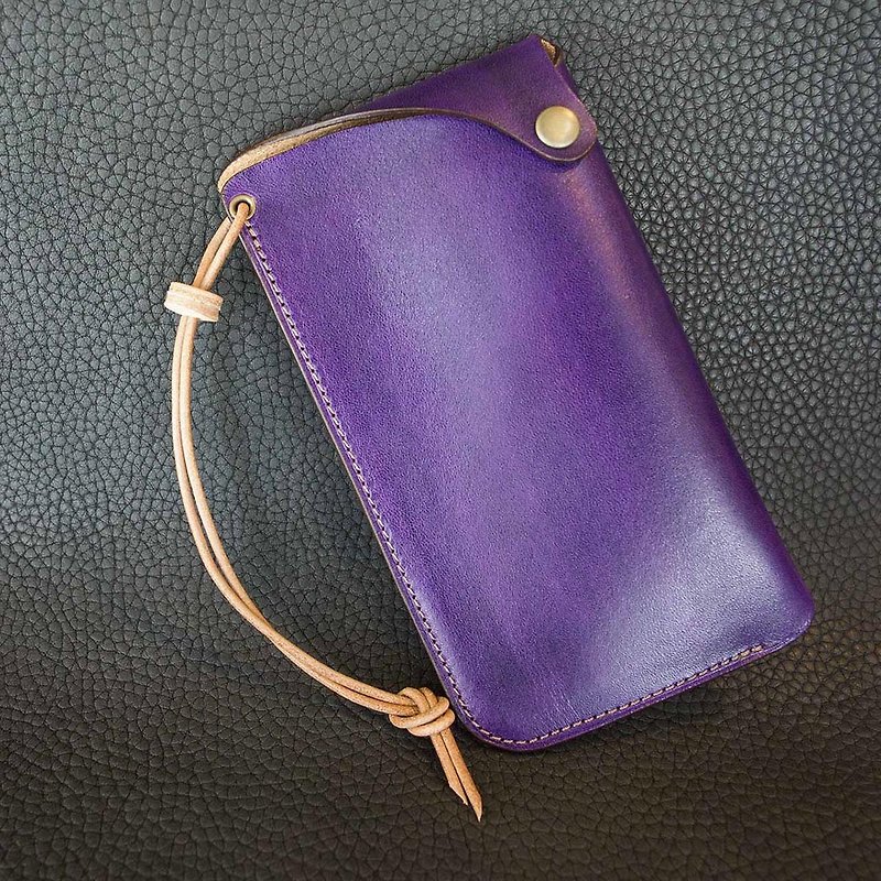 isni[leather rope phone case] purple design/applicable within 5.2-inch phone,handmade leather - เคส/ซองมือถือ - หนังแท้ สีม่วง