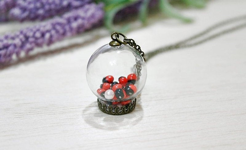 Creative Glass Ball Necklace <Collection Acacia> => Limited X1 - สร้อยคอ - โลหะ สีแดง