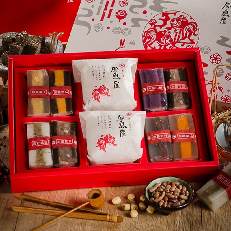 [Goldfish house kingyoya] ❤ ❤ buy five boxes to send a box of Feast gift box crystal cake / warabimochi / New Year gift / handmade - เค้กและของหวาน - อาหารสด หลากหลายสี