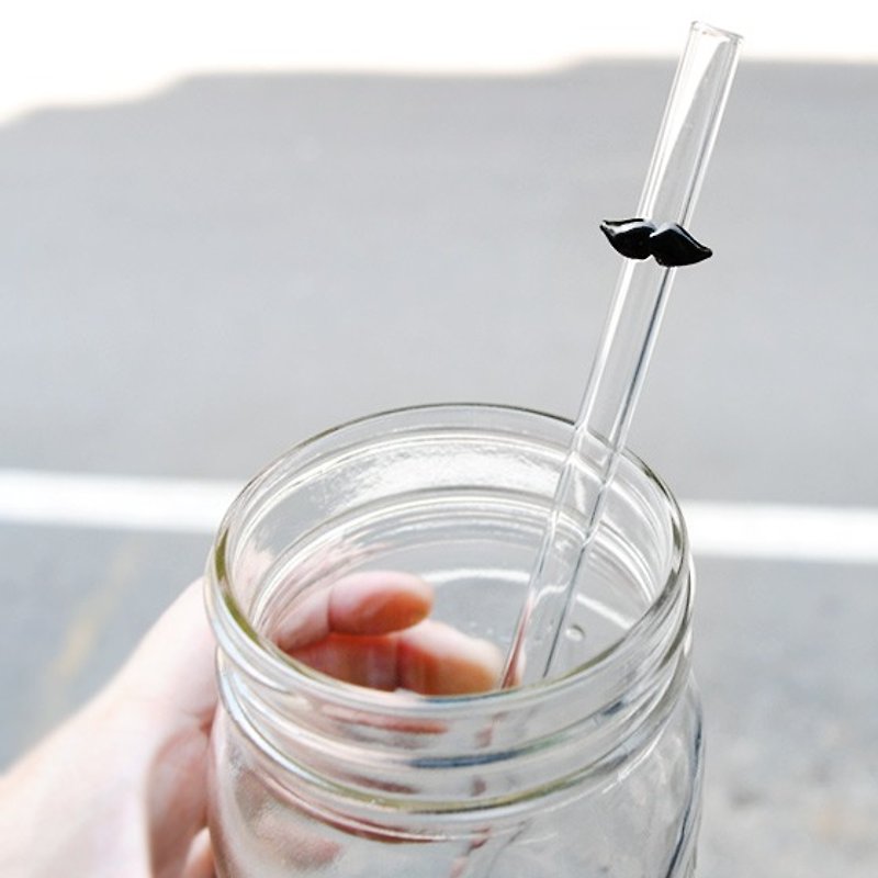 [20cm] love the earth green straw (diameter 0.8cm) Daddy Alice Beard tempered glass pipette 88 Father's Day Love the Earth environmental reuse (comes easily washed clean brush bar) without glass - หลอดดูดน้ำ - แก้ว สีเทา