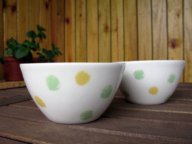 DOT COME series small bowl - ถ้วยชาม - เครื่องลายคราม สีเขียว