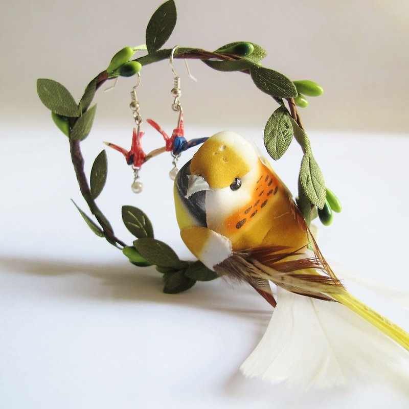 Paper Earrings & Clip-ons Multicolor - Handmade Origami Crane Earrings (or Ear clips) Birds