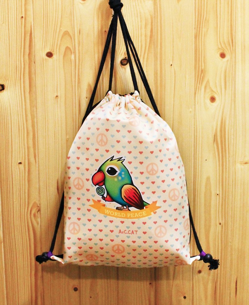 [Cute cat x city cat] back harness bag - parrot lollipop peace - กระเป๋าหูรูด - วัสดุอื่นๆ ขาว