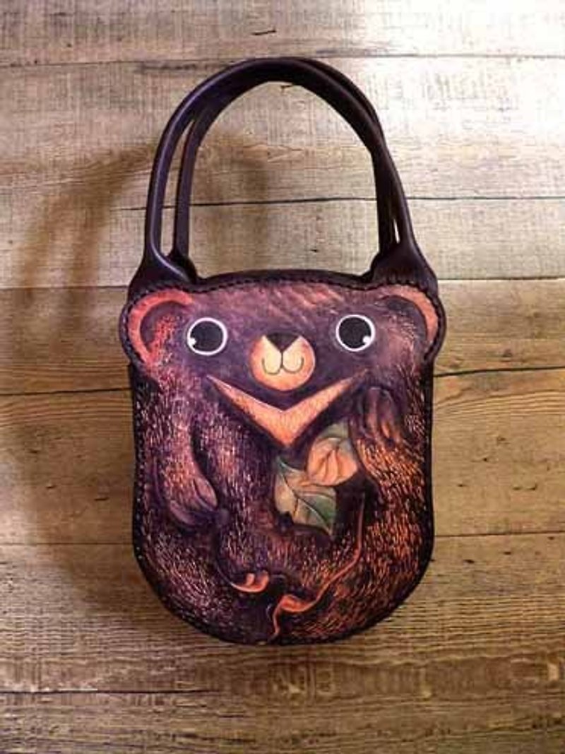 POPO│ Formosan black bear original │ │ │ handmade handbag - กระเป๋าถือ - หนังแท้ สีดำ