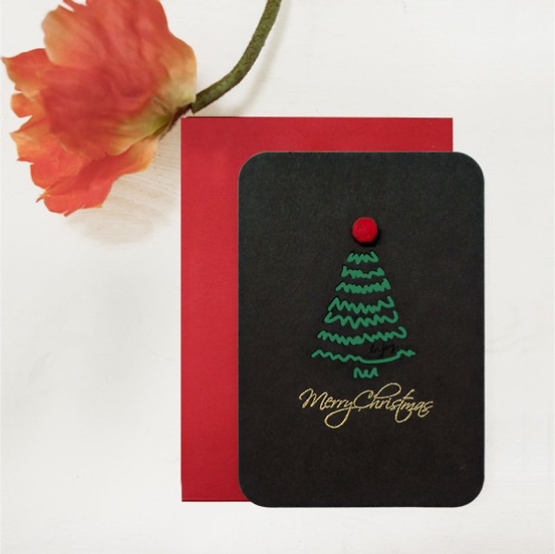 聖誕卡Merry Chirstmas 交換禮物  萬用卡片 紀念卡 - 卡片/明信片 - 紙 黑色