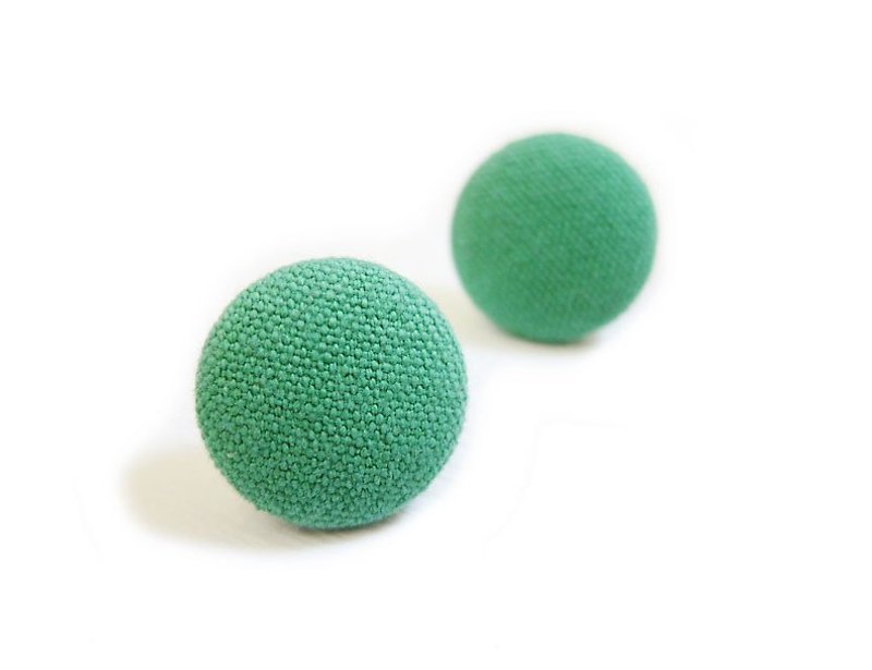 Cloth earrings green canvas can be used as clip earrings - ต่างหู - วัสดุอื่นๆ 
