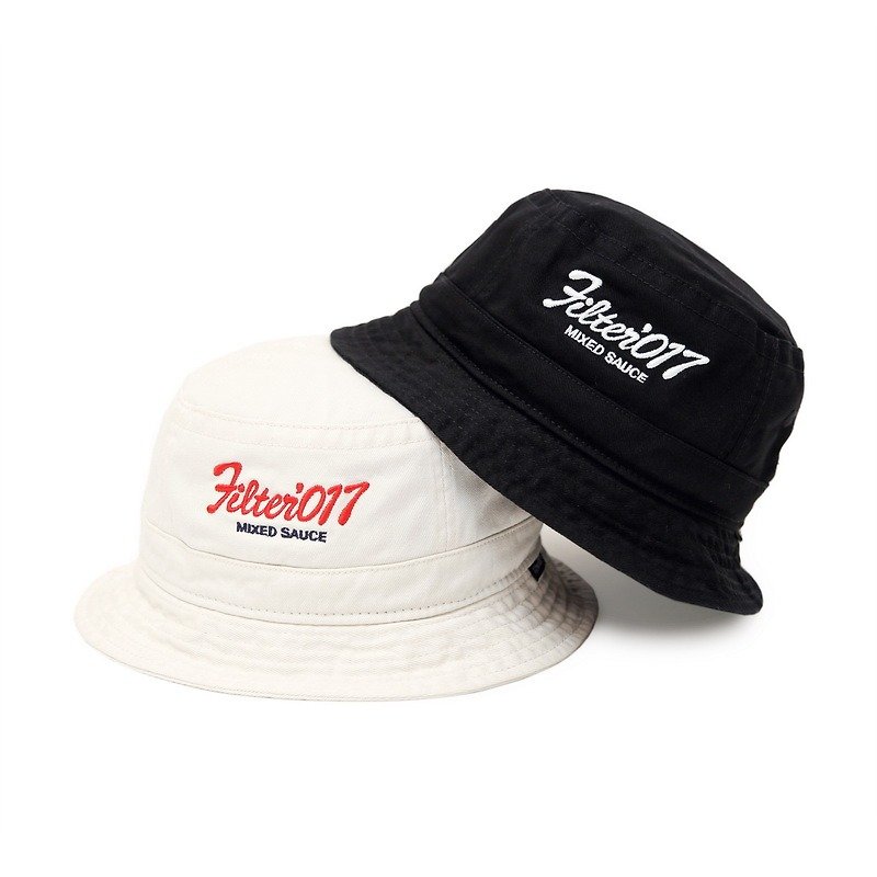 Filter017ヴィンテージロゴバケットハット帽子黒と白のモデルレトロなフォント - 帽子 - その他の素材 多色