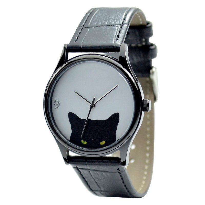 黑貓手錶---中性設計---全球免運費 - 男錶/中性錶 - 其他金屬 黑色