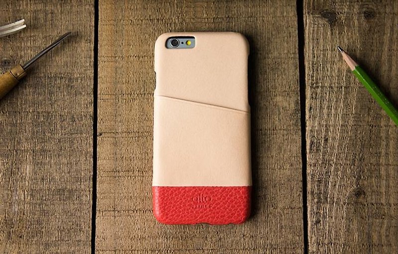 【輕微瑕疵品】alto iPhone 6/6S  4.7吋 真皮手機殼背蓋 Metro - 本色/紅 [可加購客製文字雷雕] 皮革 保護套 Leather Case - 手機殼/手機套 - 真皮 紅色