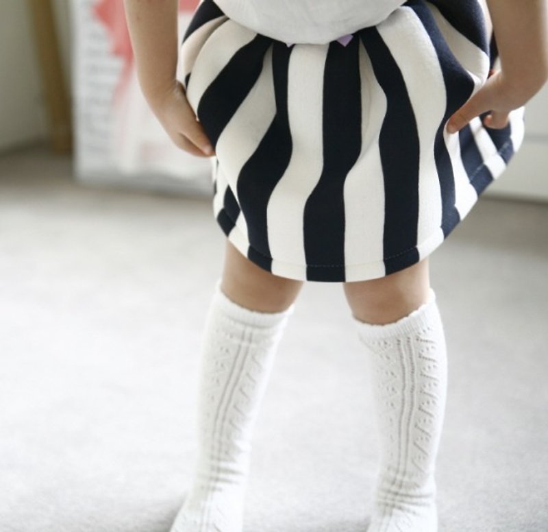 【韓國製】彌之星MiniDressing- 時尚編織兒童彈性襪 止滑襪 童襪 - 襪子 - 棉．麻 白色