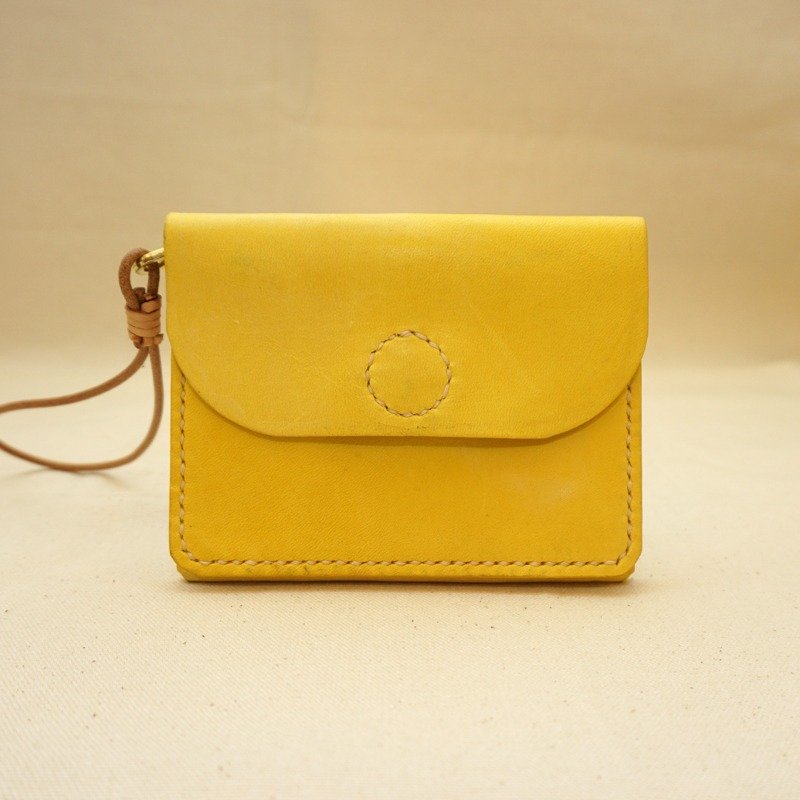 (Fu Lipin) hand out good light Tisheng double purse - leather tanned leather - lemon - Wallets - Genuine Leather Yellow