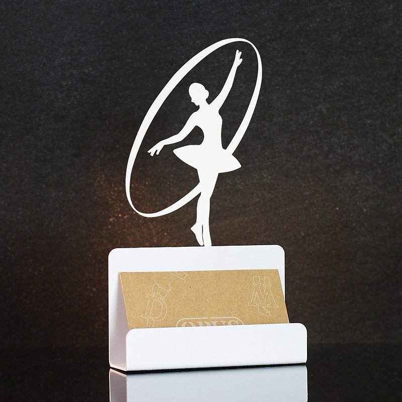 [OPUS Dongqi Metalworking] European-style wrought iron business card holder-ballet (white)/office stress relief/gift - Card Stands - Other Metals White