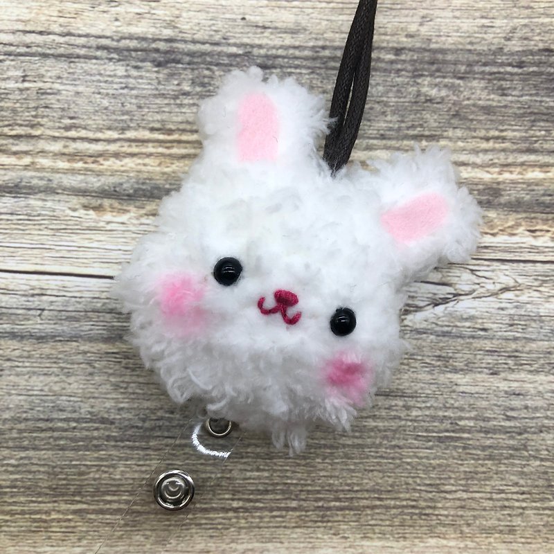 White Rabbit-Retractable Identification Card Ticket Holder Card Set Wool Weaving Small Object Document Set Work Permit - ID & Badge Holders - Other Materials White