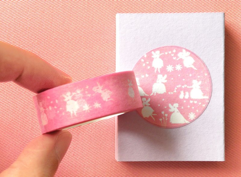 Fairy Decorative Paper Tape - มาสกิ้งเทป - วัสดุกันนำ้ สึชมพู